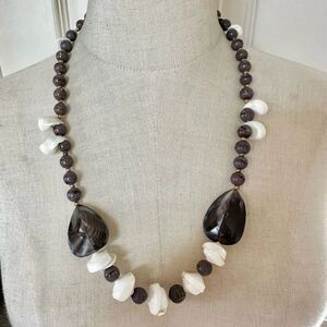 Purple beaded vintage long shell necklace